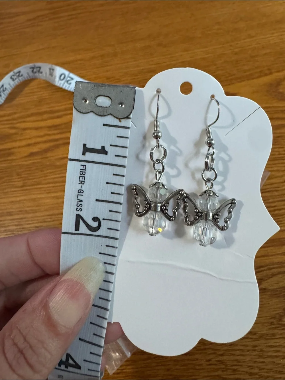 Silver Crystal Angel Wing Dangle Earrings - Women Jewelry